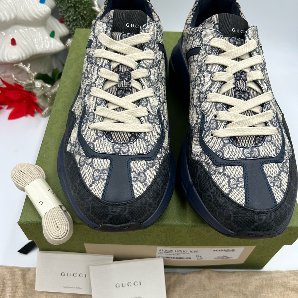 Gucci men's Rython GG  Supreme monogram trainers size 12.5 made in Italy - Picture 4 of 10